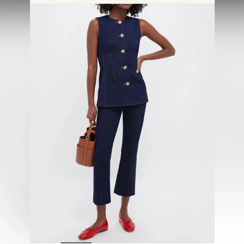 Veronica Beard Friedman navy pants cropped from Tuckernuck - Picture 1 of 7